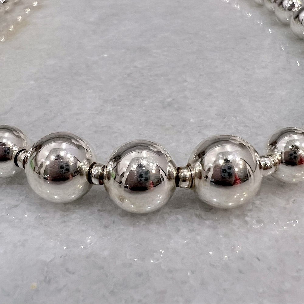 Sterling Silver Graduated Beaded Ball Necklace - Picture 6 of 12